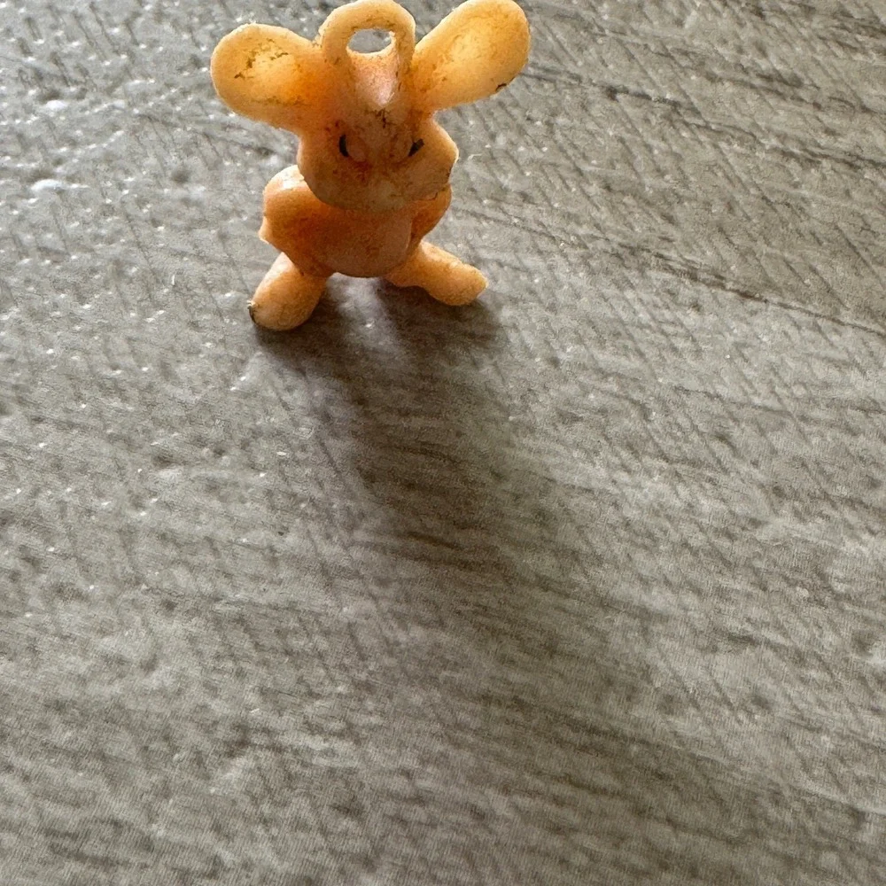 Vintage Plastic Mouse Charm Miniature Standing Animal Figure Peach Kitsch Oddity